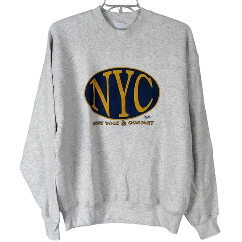 Vintage‎ NYC New York & Company Sweatshirt Gray Crewneck USA XL 90s vacation